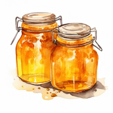 Honey jar watercolor clipart white background