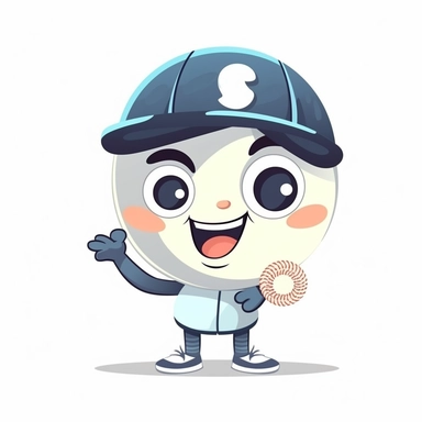 fantasy happy cute baseball player mamal face, cartoon, clipart, mascot, isolated on white background