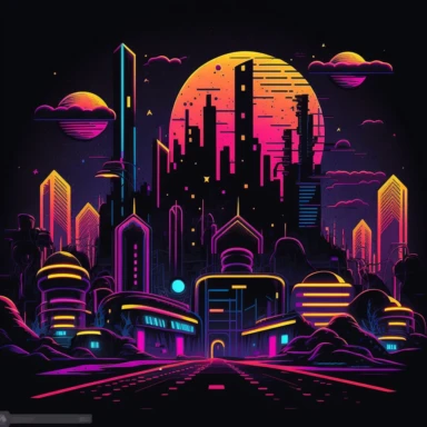 clipart cyber city, neon design