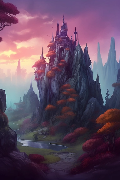 realistic clipart of enchanted curse landscape, digital painting