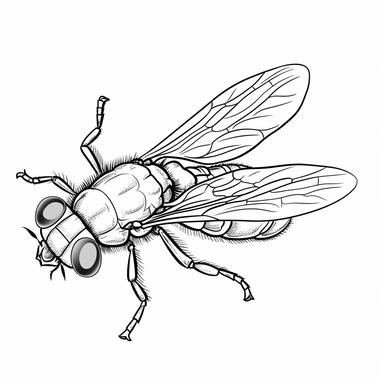 cartoon fly, b&w lineart, minimalist style, white background, full body, picture, coloring book style on white background, well composed, clean coloring book page, No dither, no gradient, strong outline, No fill, No solids, vector illustration, clipart, simple, cartoon –ar 9:11 –v 5