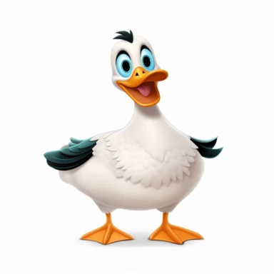a mallard duck, pixar style, clipart, white background