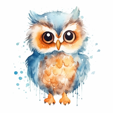 a watercolor cute owl clipart