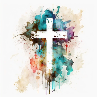large, Watercolor graphic,Christian cross Clipart - clip art, white background,