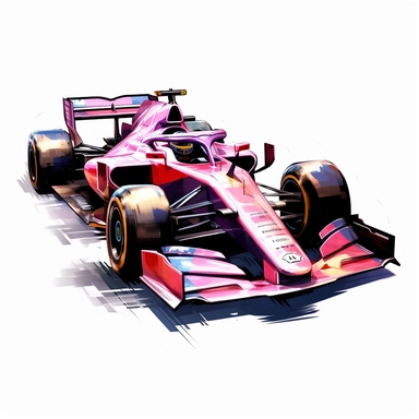 Clipart of the formula one car from Esteban Ocon with minimal details, aquarel colored cartoon style with thick borders. Only the car. White background, no floor, no shadow