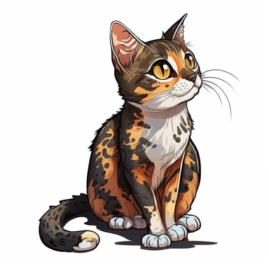 cartoon of mutt mixed cat, cute, funny, clipart style, vector style, white background