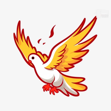 adorable simple pentecost dove clipart, white background
