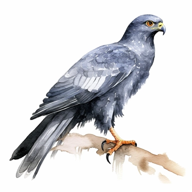 African Harrier-Hawk bird, water color style, clipart, white background