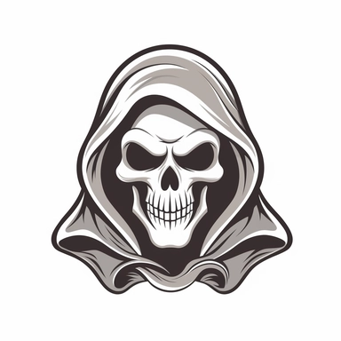 basic Vector of [tired reaper skull] mascot logo design for badge, emblem, or printing. White background, simple flat Vector illustration isolated. Vector clip art