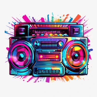 boombox colorful LED light rays clipart