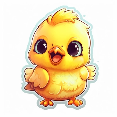 clip art sticker, cheerful baby chick, vibrant, on white background