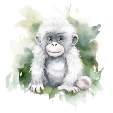 little cute cool white gorilla cartoon clipart on avenue watercolor