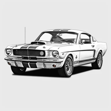 Ford Mustang Shelby GT350 1965 clipart, black and white