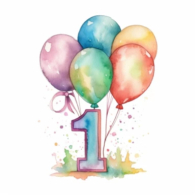 hand drawn pastel number 1 for girl birthday in pastel clip art