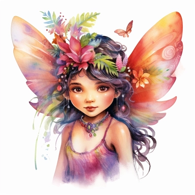hispanic fairy clipart, watercolors
