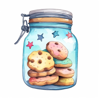 whimsical watercolour cookies in a jar clip art