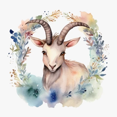 zodiac sign Capricorn, animal, watercolor Clipart, baby, isolated white background, 8k, Seed 2124284607
