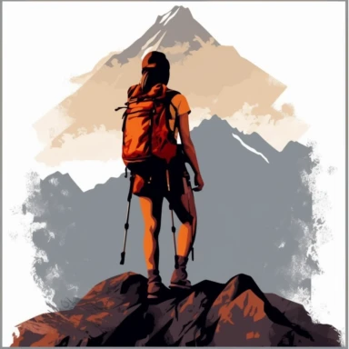 female hiker mountain clipart