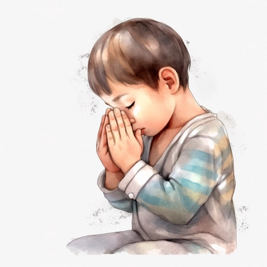 Watercolor Prayer Prayer Hand png Full body realistic cartoon 32k UHD cute. 15 cm thick outline. Black color. There was no shadow on the ground. with realistic watercolors and detailed illustrations. Cartoon, PNG clipart, transparent white background