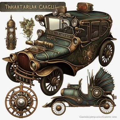 Steampunk Cars Clipart - fantasy clip art graphics and collage sheets for altered art or junk journals