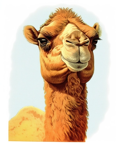 Vintage 1920 Portrait of Camel Head Illustration , Chromolithograph, Die Cut, 1920s Illustration, Vintage, Chromolithograph, Colorful, Antique, Ephemera, Clipart, 8k, Isolated on white
