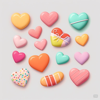 candy hearts, vector, clipart, sticker, 2d