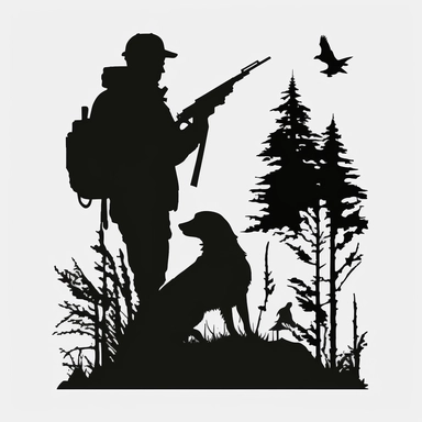 black and white, wild Hunting Silhouette Cliparts , howling duck, with mountain, forest, jungle, drawing, Hunting Silhouette Cliparts drawing, silhouette metal wall art Hunting Silhouette Cliparts, vector, 2d, 4k, Hq,