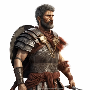 clipart Ancient Roman warrior man, photo realistic, white background