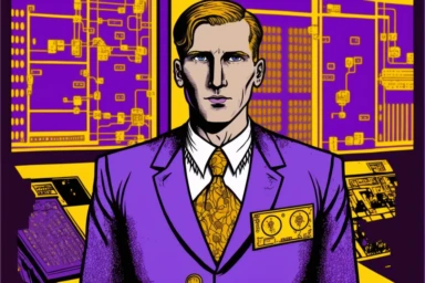 vienna secession, new masses emotional positive thinking officers worker connected with servermachines, violet stitch, inked, clipart, golden patterns, art by Berthold Löffler art by ChrisWaikikiAI,