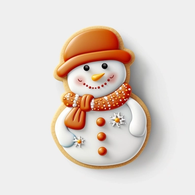 snowman cookie, clipart, blank white background