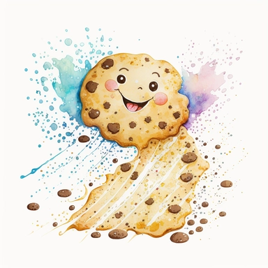 an adorable , cute cookies , funny, smile , watercolour , watersplash , clipart, white background,