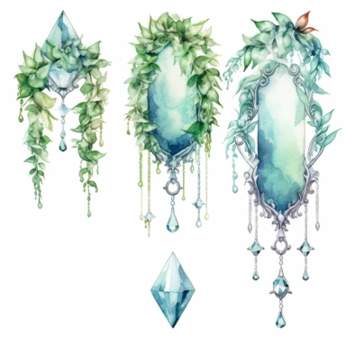 ivy rococo frames jewels icicles watercolor clipart
