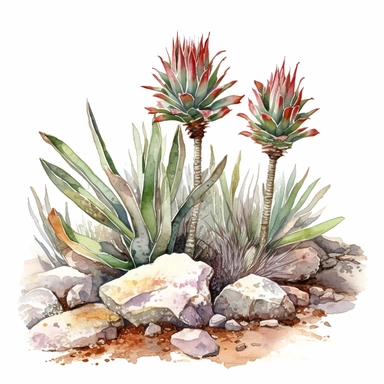 watercolor clipart aloe africana in rocky patches of south africa