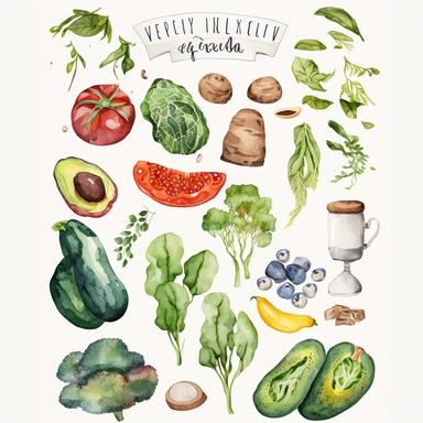 Watercolor clipart veggies and herbs Vegan food clipart Watercolor garden clipart Healthy food peppers avocado broccoli