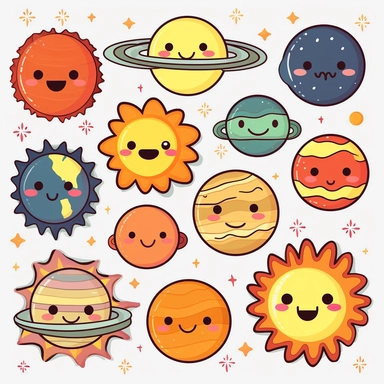 Solar system clipart commercial use, planets vector graphics, Space clipart, kawaii clip art