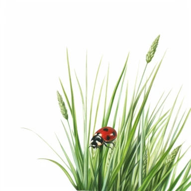 ladybug on tall grass, realistic, bright colors, 16k, isolated on white background, clipart