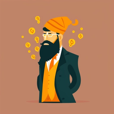 fake guru clipart entrepreneur, simple vector graphic, flat colors, flat background, simple illustration