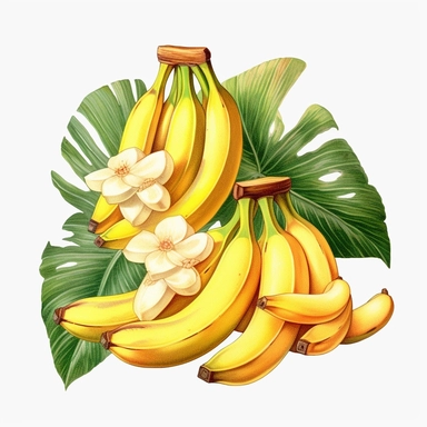 banana tropical summer clip art, pure white background