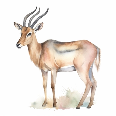 Antelope, watercolor clipart, white background