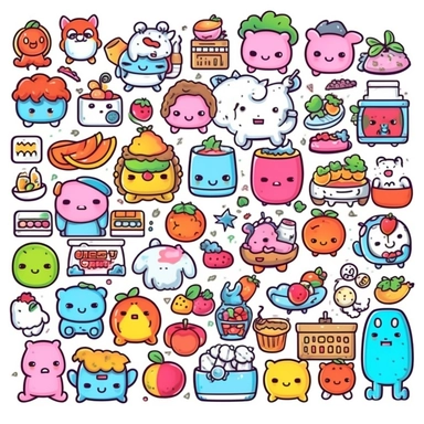 Illustration hand draw style of kawaii doodle, clipart collection, Vector line, white background