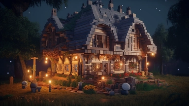 Picture a charming little house inhabited by a friendly beast and a witcher, both exuding cuteness. The beast is a fluffy creature with big round eyes and a perpetual smile, while the witcher is a brave adventurer with a mischievous grin. Inside the house, colorful furniture and whimsical decorations create a playful and inviting atmosphere. Sunlight filters through the windows, casting warm rays of light on the scene. Clipart-style illustration with bold lines and vibrant colors,