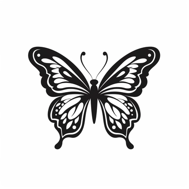 butterfly nature black silhouette vector flat simple identification symbol white backround white background minimalistic clipart png svg