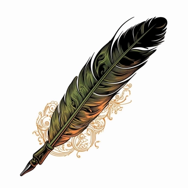 quill pen, clipart, in style of dan mumford