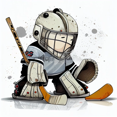 clipart of hockey goalie, white background, charicature