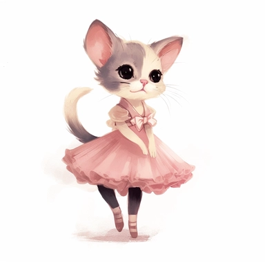 a ballerina cat in style of claris mouse clip art