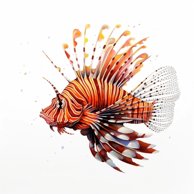 clipart lionfish , college art, white background