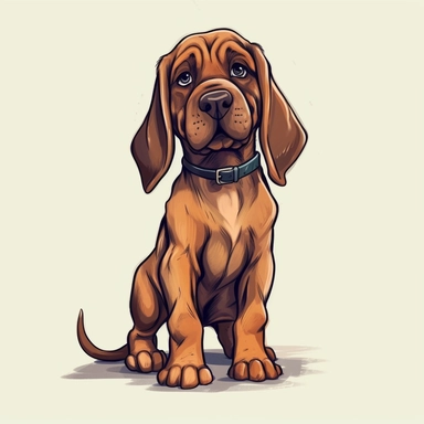 happy cute baby Bloodhound dog , full body, hand draw Illustration clipart, 4K, extremely detailed