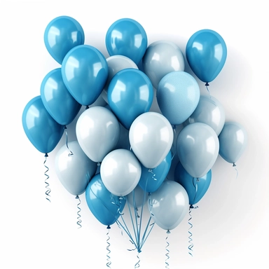 clipart bundle of different shades of blue balloons, white background