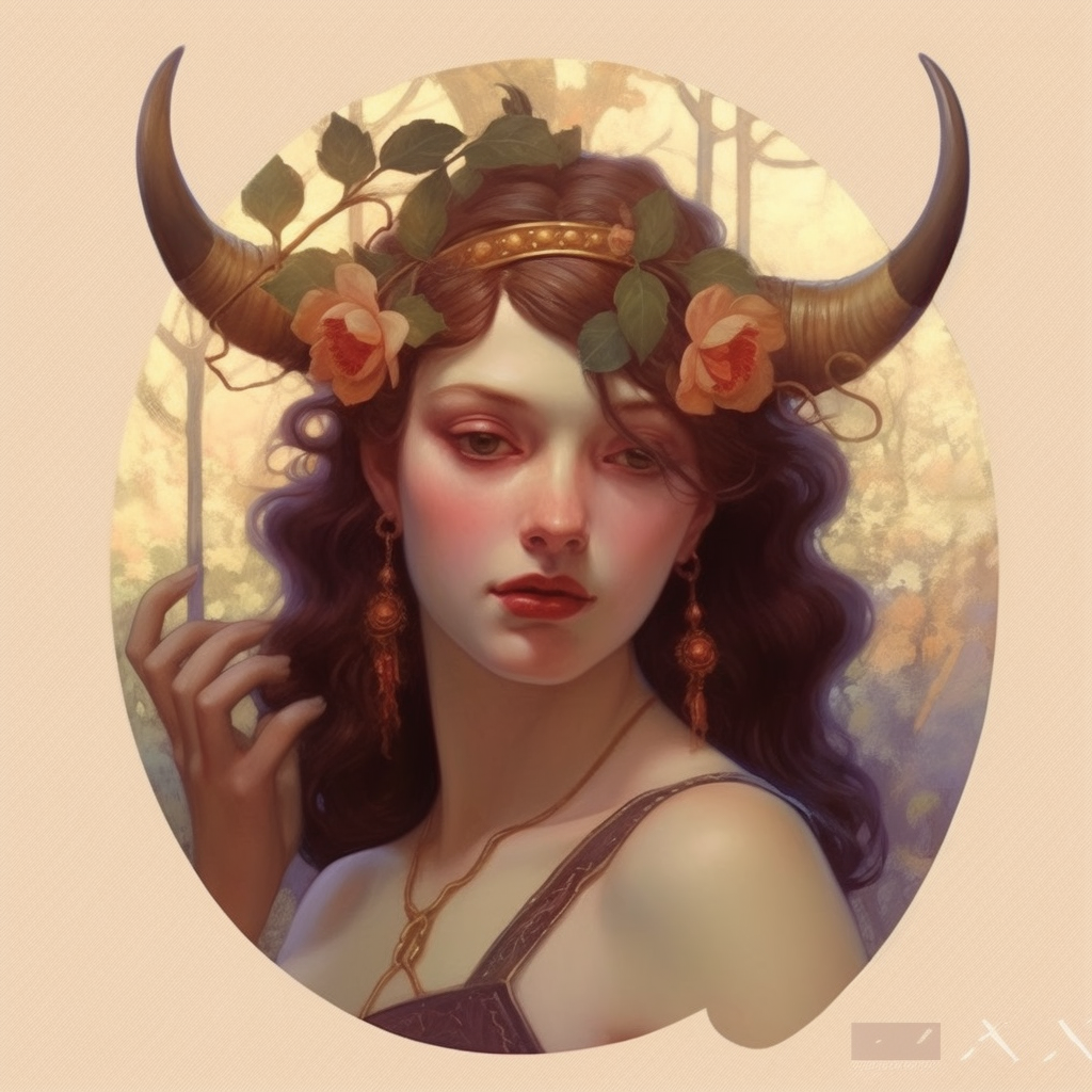 Taurus zodiac sign as fantasy girl with nose ring and earnings, and ...