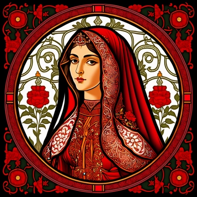 clipart. In this image, we see a stunning depiction of a beautiful and attractive young princess in atrabian Ali Baba Style, surrounded by red transparent fabric. The princess is portrayed in vivid detail, with intricate designs and patterns that add to her sense of beauty and elegance. The Ali Baba Style adds a sense of adventure and wonder to the image, with the Arabian princess representing a strong and independent heroine who commands attention and respect. Her hypnotizing gaze adds to her s
